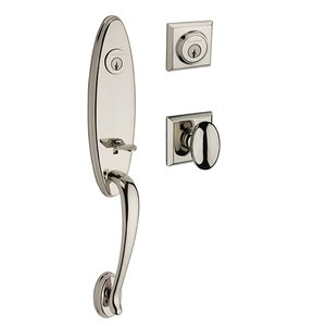 Baldwin Reserve - Chesapeake Handleset with Ellipse Door Knob with Traditional Square Rose