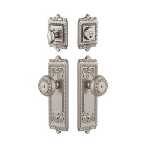 Grandeur Door Hardware - Handleset - Windsor Plate With Parthenon Knob & Matching Deadbolt
