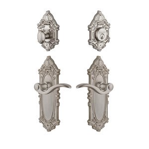 Grandeur Door Hardware - Handleset - Grande Victorian Plate With Bellagio Lever & Matching Deadbolt