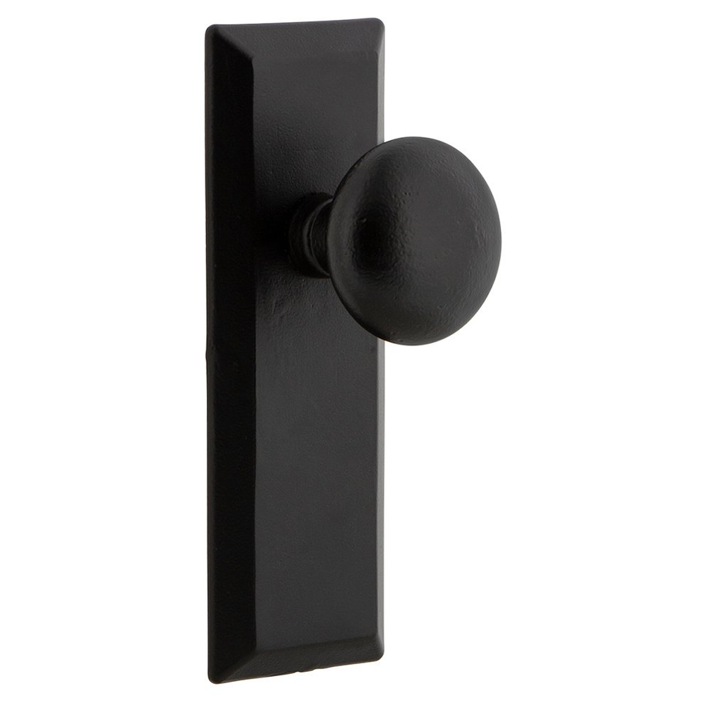 Passage Keep Plate with Keep Knob in Black Iron