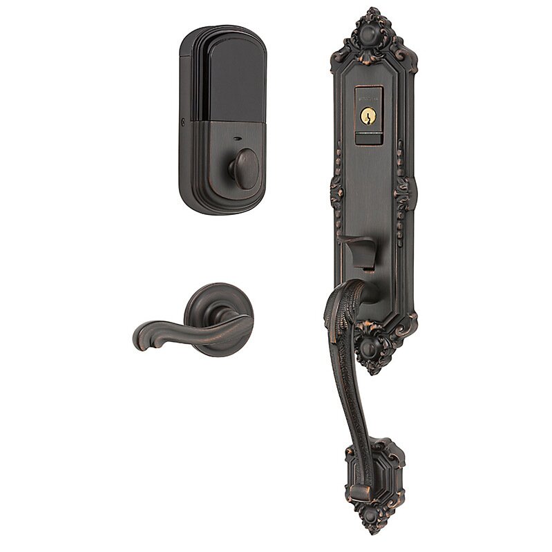 Evolved Single Cylinder Bluetooth Handleset With Right Handed Interior Lever in Venetian Bronze