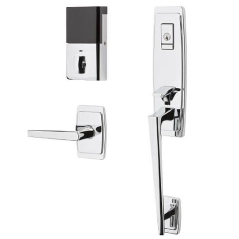 Evolved Single Cylinder Bluetooth Handleset With Right Handed Interior Lever in Polished Chrome