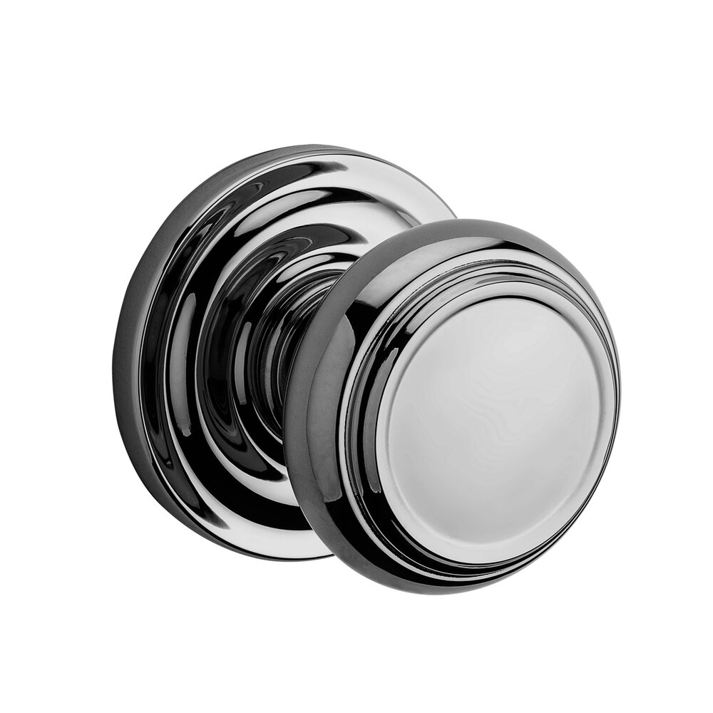 Passage Door Knob with Round Rose in Polished Chrome