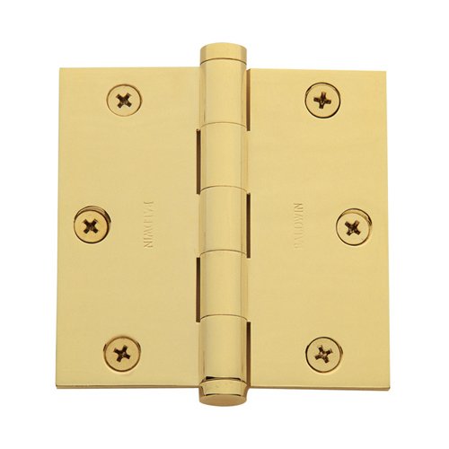 3 1/2" x 3 1/2" Square Corner Door Hinge in Lifetime PVD Polished Brass (Sold Individually)