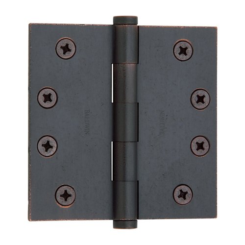 4" x 4" Square Corner Door Hinge with Non Removable Pin in Distressed Venetian Bronze