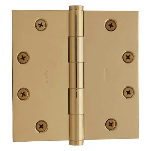 4 1/2" x 4 1/2" Square Corner Door Hinge with Non Removable Pin in Polished Brass