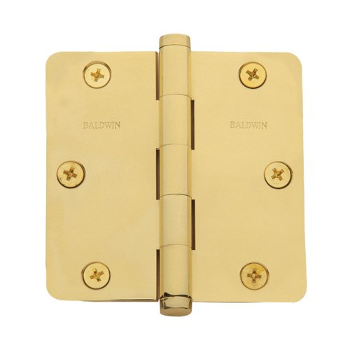 3 1/2" x 3 1/2" 1/4" Radius Door Hinge in Lifetime PVD Polished Brass (Sold Individually)
