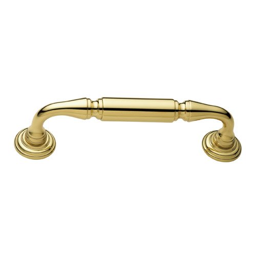 8" Centers Richmond Surface Mounted Door Pull with Rosettes in Unlacquered Brass