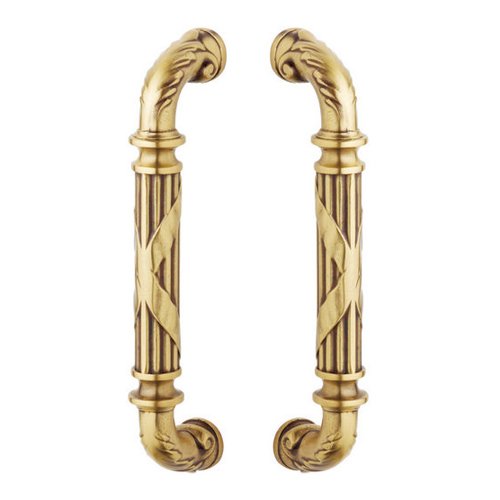 8" Centers Back to Back Door Pull in Satin Brass & Brown