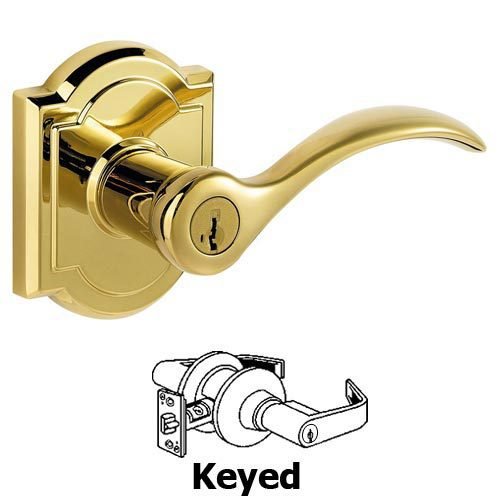 Keyed Tobin Door Lever in Polished Brass