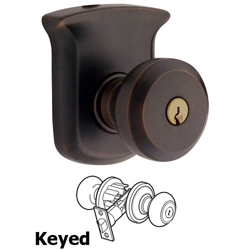 Keyed Entry Door Knob with Rose in Oil Rubbed Bronze