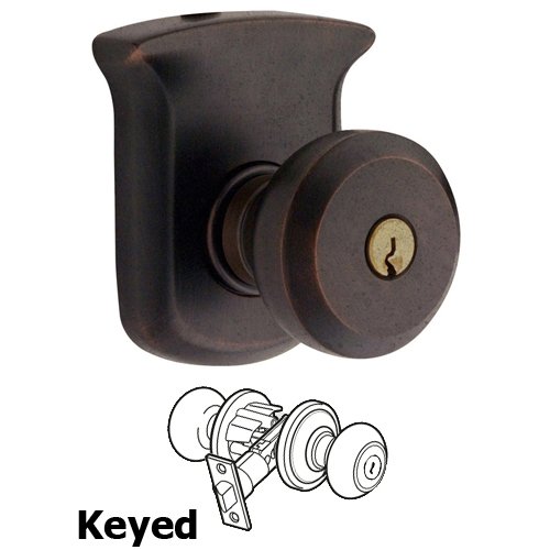 Keyed Entry Door Knob with Rose in Distressed Oil Rubbed Bronze