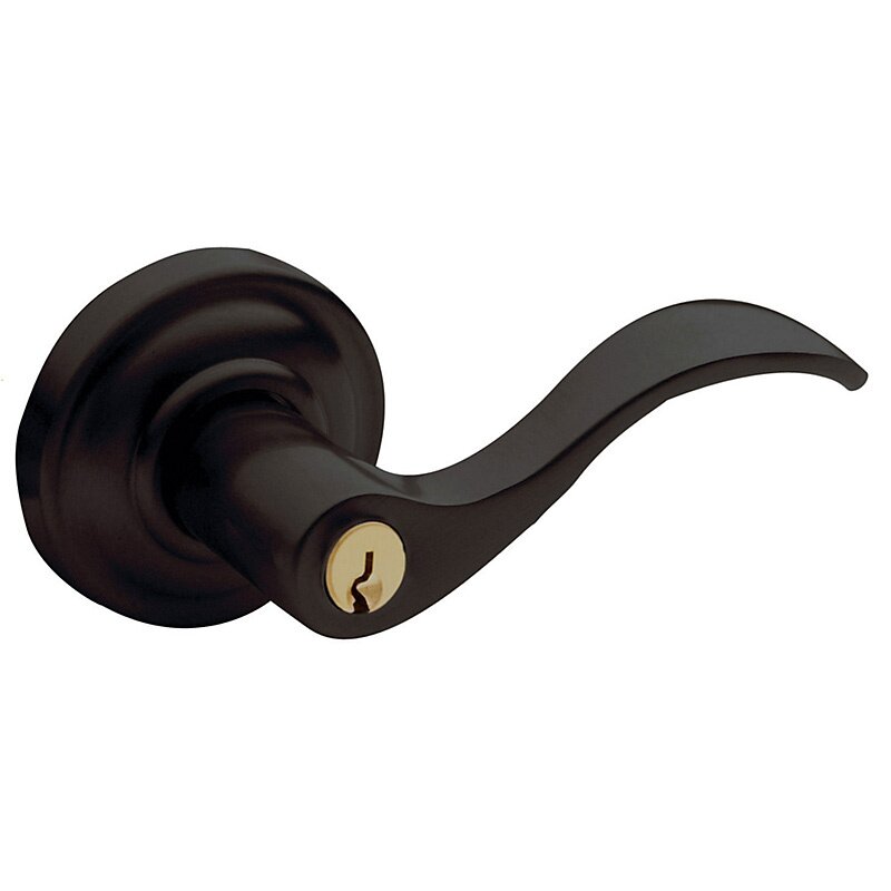 Right Handed Keyed Entry Door Lever with Classic Rose in Oil Rubbed Bronze