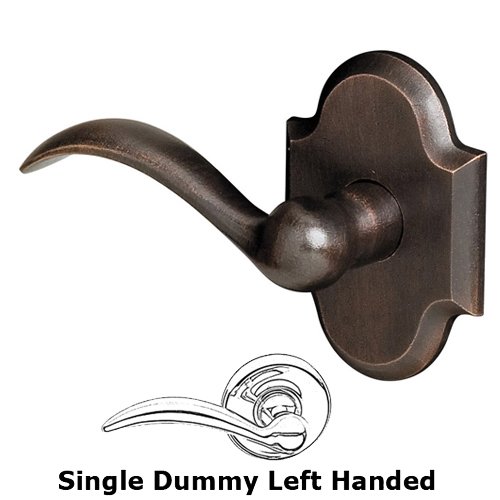 Left Handed Single Dummy Door Lever with Arched Rose in Distressed Oil Rubbed Bronze