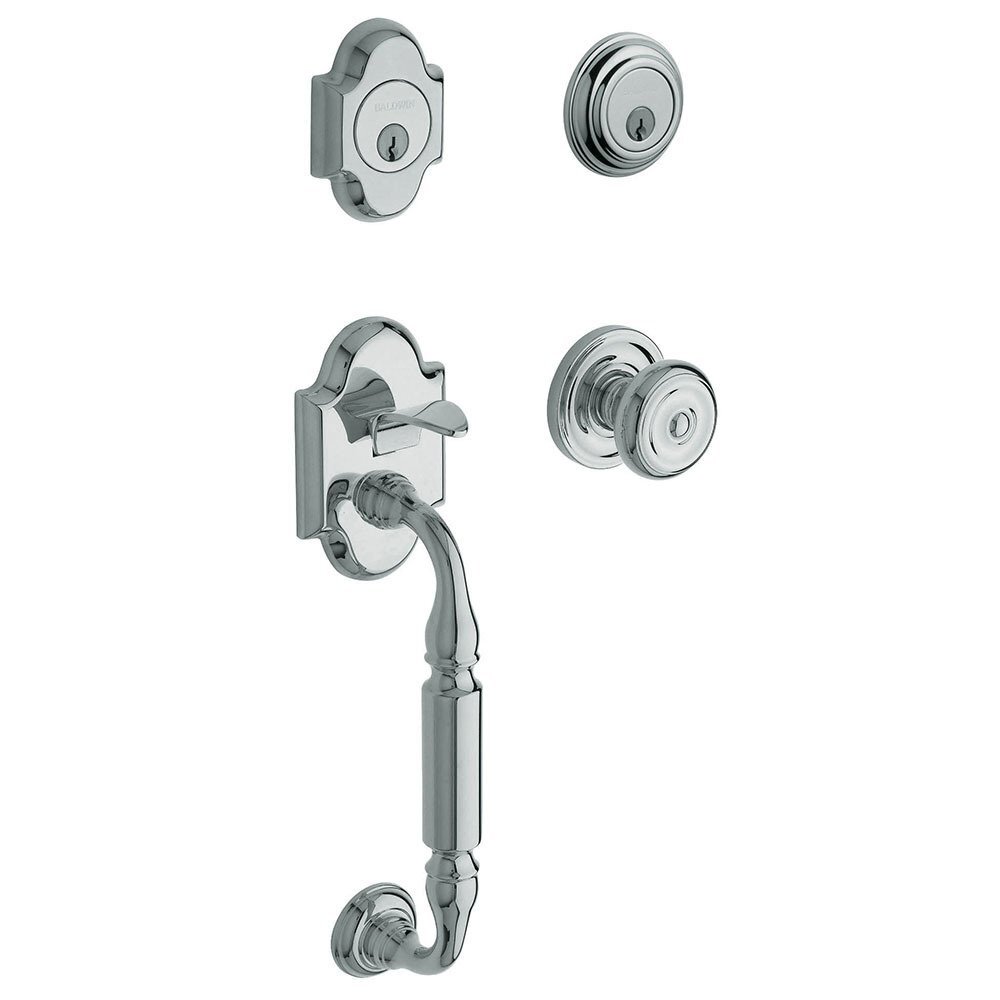 Sectional Double Cylinder Handleset with Colonial Knob in Polished Chrome