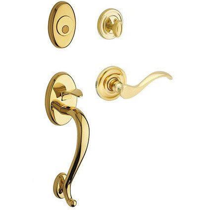 Sectional Left Handed Full Dummy Handleset with Wave Lever in Unlacquered Brass