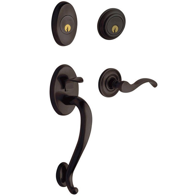 Sectional Left Handed Double Cylinder Handleset with Wave Lever in Oil Rubbed Bronze