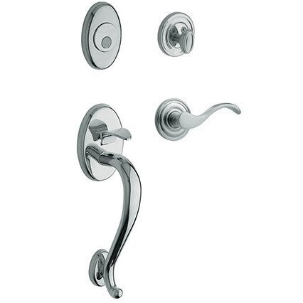 Sectional Left Handed Full Dummy Handleset with Wave Lever in Polished Chrome