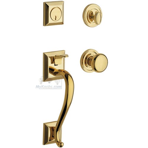 Sectional Single Cylinder Handleset with Classic Knob in Unlacquered Brass