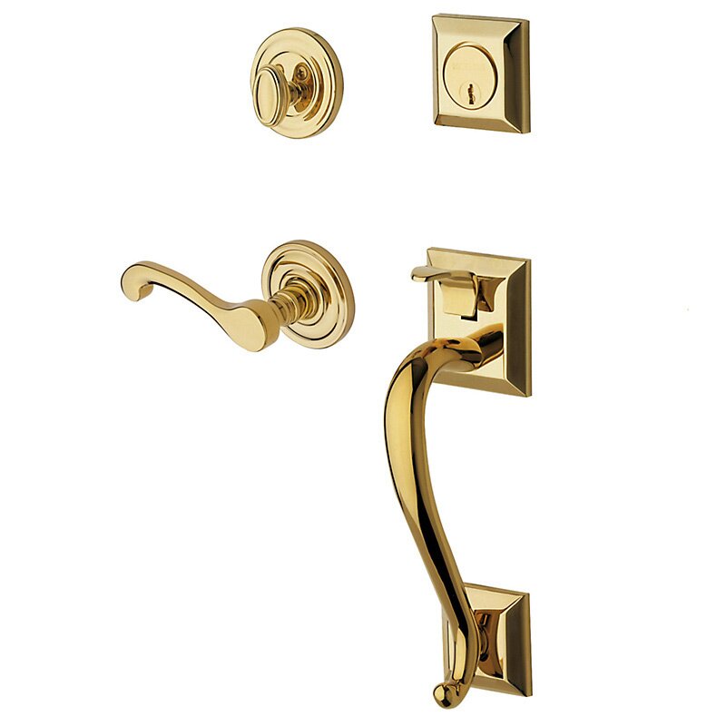 Sectional Right Handed Single Cylinder Handleset with Classic Lever in Unlacquered Brass