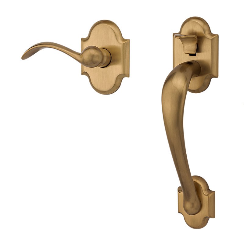 Right Handed Passage Handleset Kit in Satin Brass and Brown