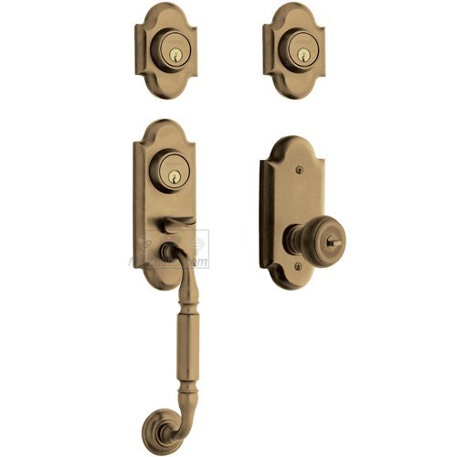 Two Point Double Cylinder Handleset with Colonial Knob in Satin Brass & Black