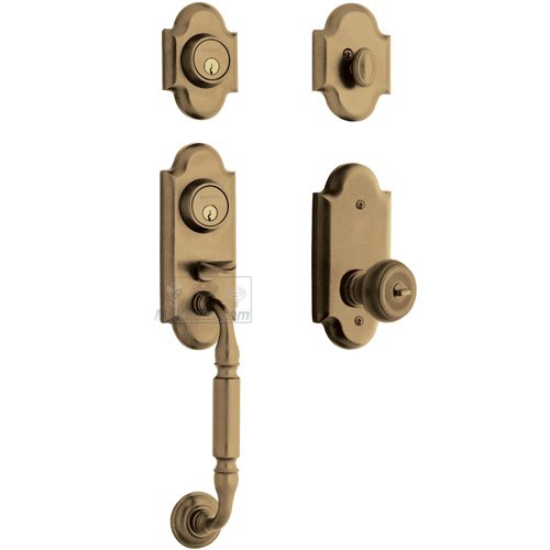 Two Point Single Cylinder Handleset with Colonial Knob in Satin Brass & Black