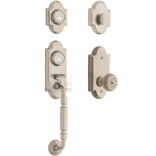 Two Point Single Cylinder Handleset with Colonial Knob in Lifetime PVD Satin Nickel