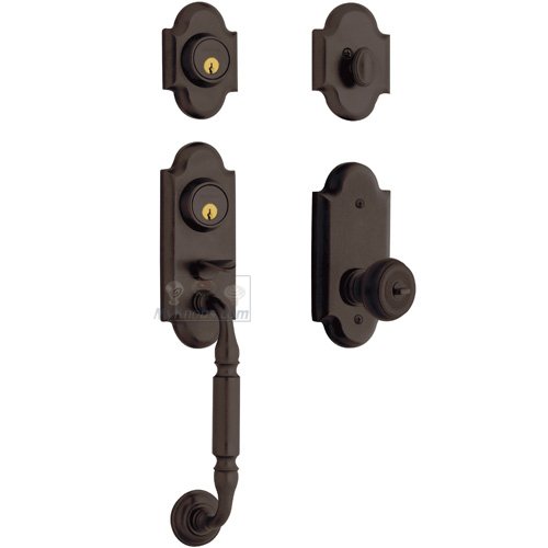 Two Point Single Cylinder Handleset with Colonial Knob in Venetian Bronze