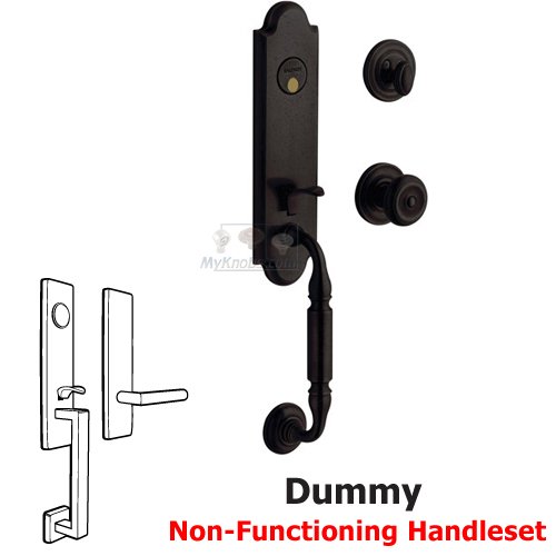 Escutcheon Full Dummy Handleset with Colonial Knob in Distressed Oil Rubbed Bronze