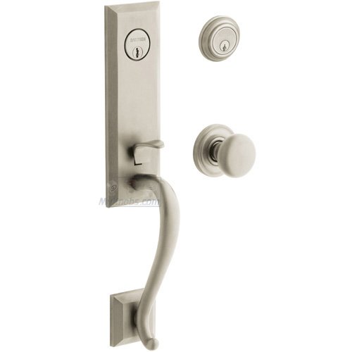 Escutcheon Double Cylinder Handleset with Classic Knob in Lifetime PVD Satin Nickel