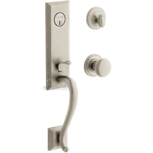 Escutcheon Single Cylinder Handleset with Classic Knob in Lifetime PVD Satin Nickel