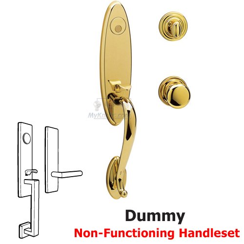 Escutcheon Full Dummy Handleset with Classic Knob in Lifetime PVD Polished Brass