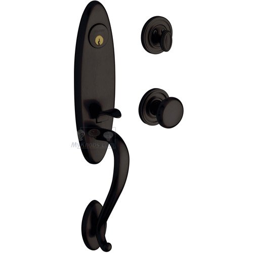 Escutcheon Single Cylinder Handleset with Classic Knob in Oil Rubbed Bronze