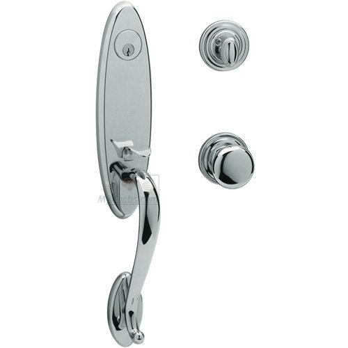 Escutcheon Single Cylinder Handleset with Classic Knob in Polished Chrome