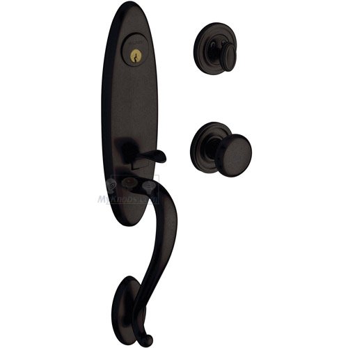 Escutcheon Single Cylinder Handleset with Classic Knob in Distressed Oil Rubbed Bronze