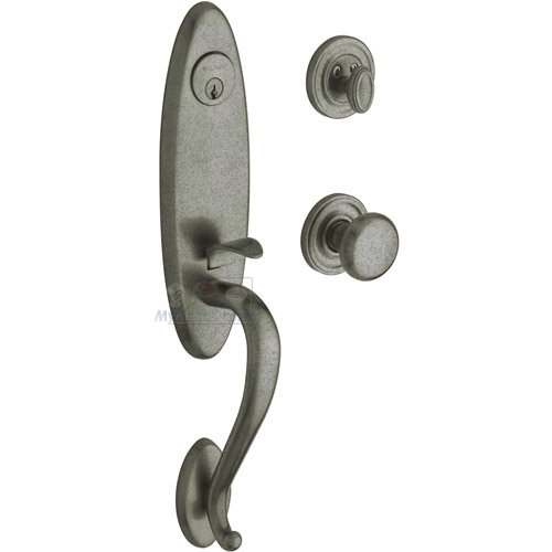 Escutcheon Single Cylinder Handleset with Classic Knob in Distressed Antique Nickel