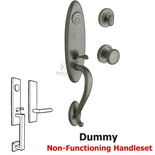 Escutcheon Full Dummy Handleset with Classic Knob in Distressed Antique Nickel