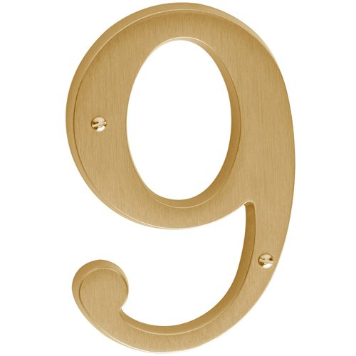 #9 House Number in PVD Lifetime Satin Brass