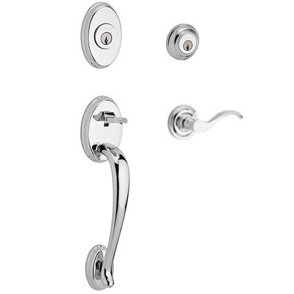 Left Handed Double Cylinder Handleset with Curve Lever in Polished Chrome