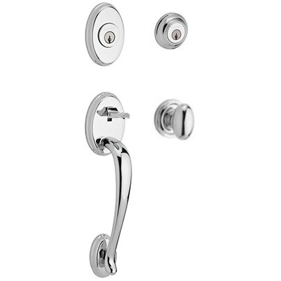 Double Cylinder Handleset with Ellipse Knob in Polished Chrome
