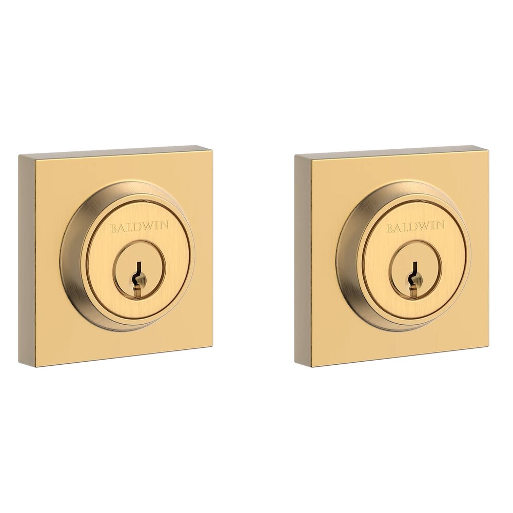 Double Cylinder Square Deadbolt in PVD Lifetime Satin Brass