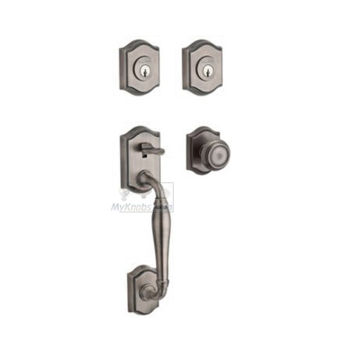 Double Cylinder Handleset with Traditional Knob in Matte Antique Nickel