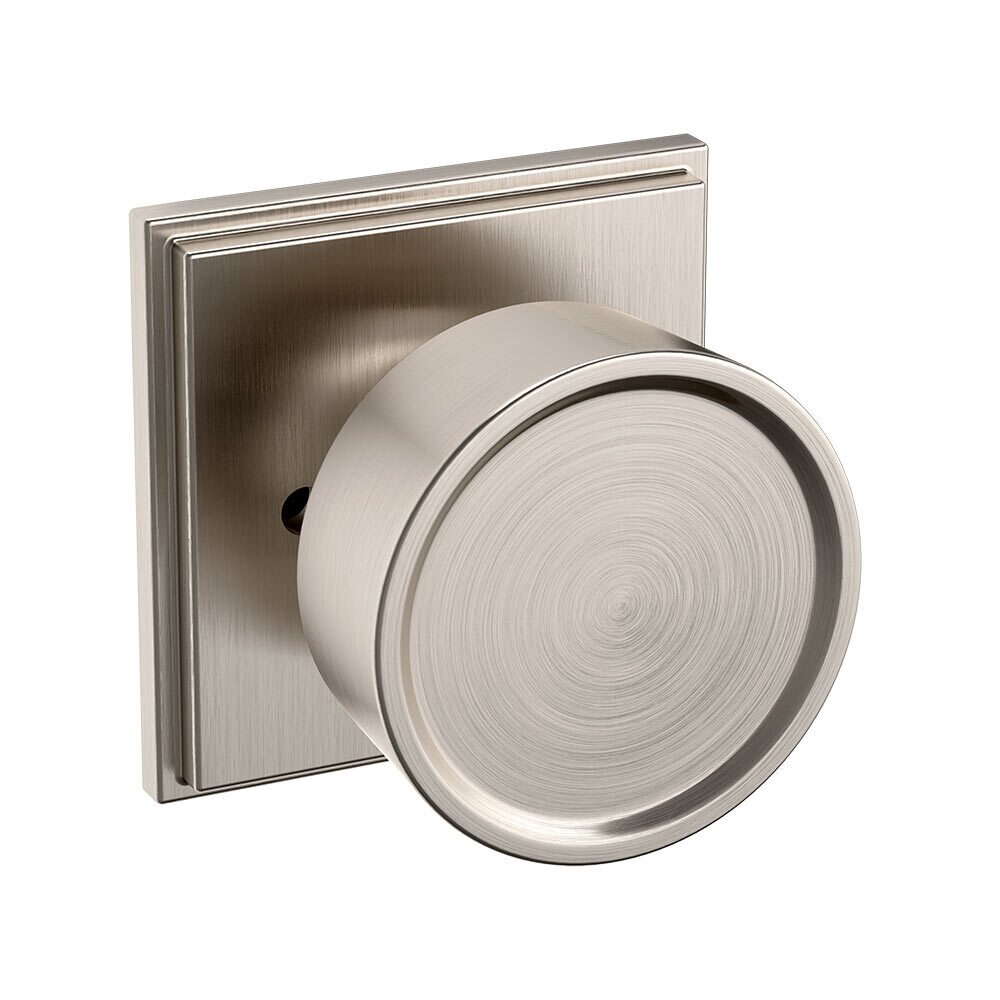 Privacy 2 1/4" Round Hollywood Hills Knob with R050 Square Rose in Lifetime Pvd Satin Nickel