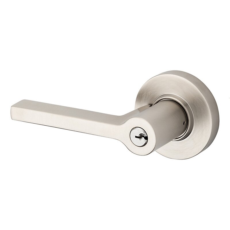 Left Handed Square Lever with Round Rose in Lifetime Pvd Satin Nickel