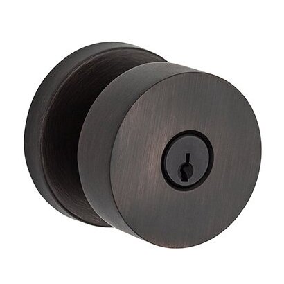 Keyed Contemporary Door Knob with Contemporary Round Rose in Venetian Bronze