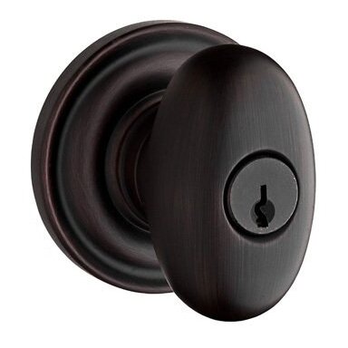 Keyed Entry Door Knob with Traditional Round Rose in Venetian Bronze