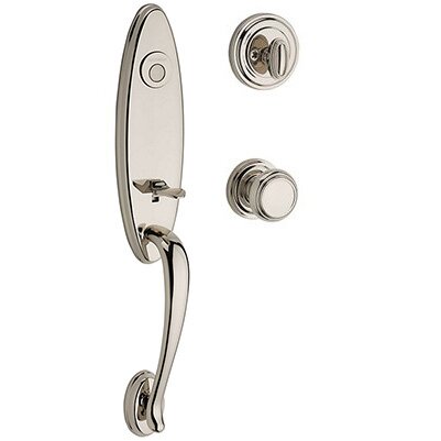 Full Dummy Chesapeake Handleset with Traditional Door Knob with Traditional Round Rose in Polished Nickel