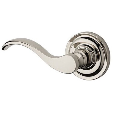 Left Handed Full Dummy Curve Door Lever with Traditional Round Rose in Polished Nickel