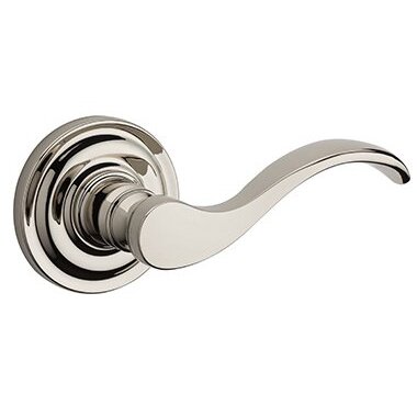 Right Handed Full Dummy Curve Door Lever with Traditional Round Rose in Polished Nickel